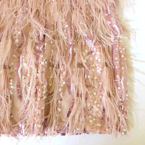 Bella Barnett Lalia Small Pink Sequin Feathers Mini Prom Party Dress Valentine's - Picture 6 of 16